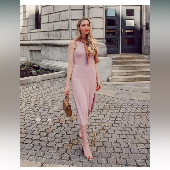 The Drop Women's Gabriela High Neck Cut-in A-line Side-Slit Maxi Sweater Dress - Picture 7 of 7